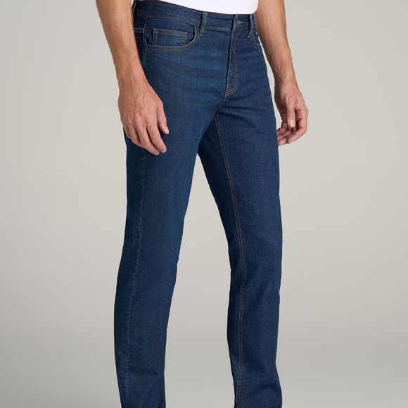 American Tall Dylan Slim Fit Fleeced Jeans for Tall Men in Colorado Blue Wash Si